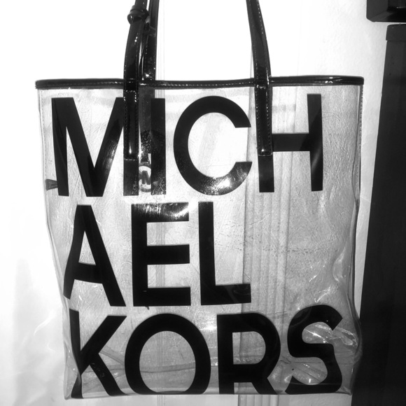 the michael large graphic logo print clear tote bag